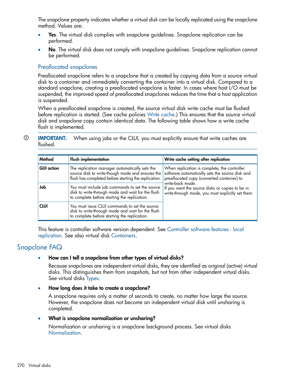 Snapclone faq, Preallocated snapclones | HP P6000 Continuous Access Software User Manual | Page 270 / 296