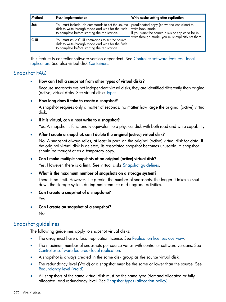 Snapshot faq, Snapshot guidelines, Snapshot faq snapshot guidelines | HP P6000 Continuous Access Software User Manual | Page 272 / 296