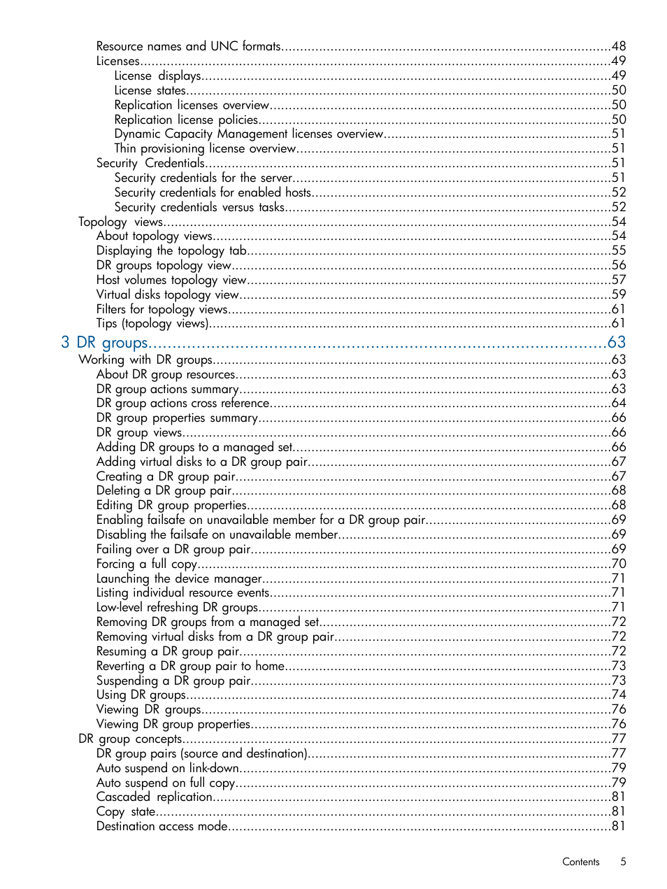 3 dr groups | HP P6000 Continuous Access Software User Manual | Page 5 / 296