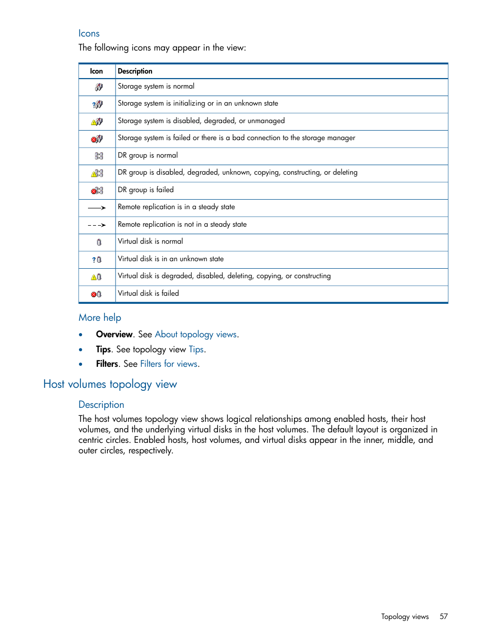 Host volumes topology view, Host | HP P6000 Continuous Access Software User Manual | Page 57 / 296