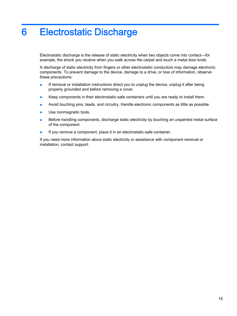 Electrostatic discharge, 6 electrostatic discharge, 6electrostatic discharge | HP Chromebox User Manual | Page 21 / 22