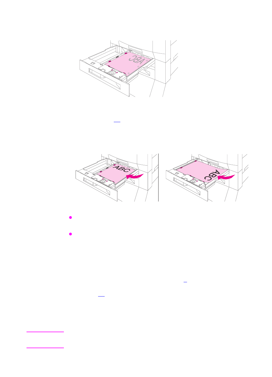 Orienting media for all other trays, Media orientation for printing prepunched paper | HP Color LaserJet 8550 Multifunction Printer series User Manual | Page 80 / 242