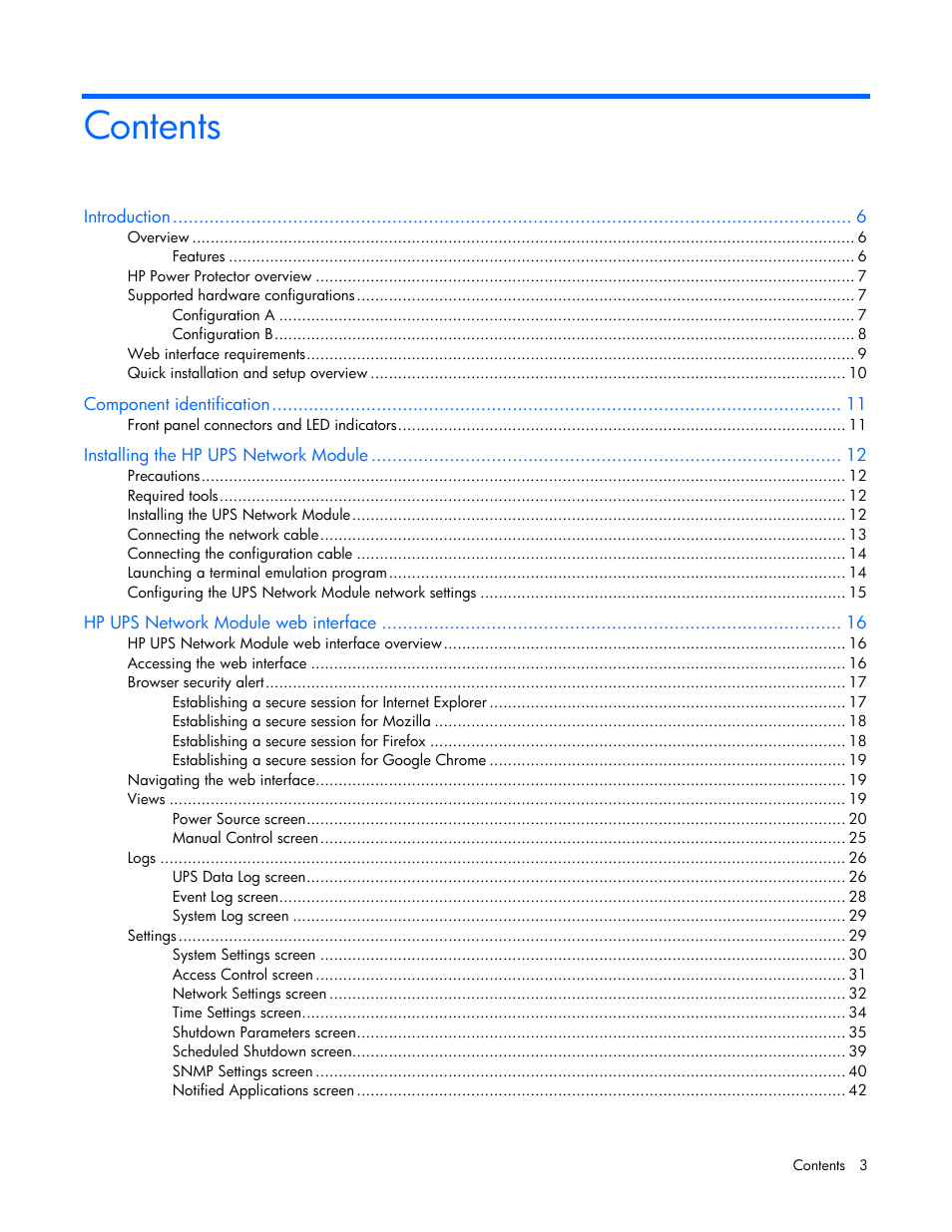 HP UPS Network Module User Manual | Page 3 / 87