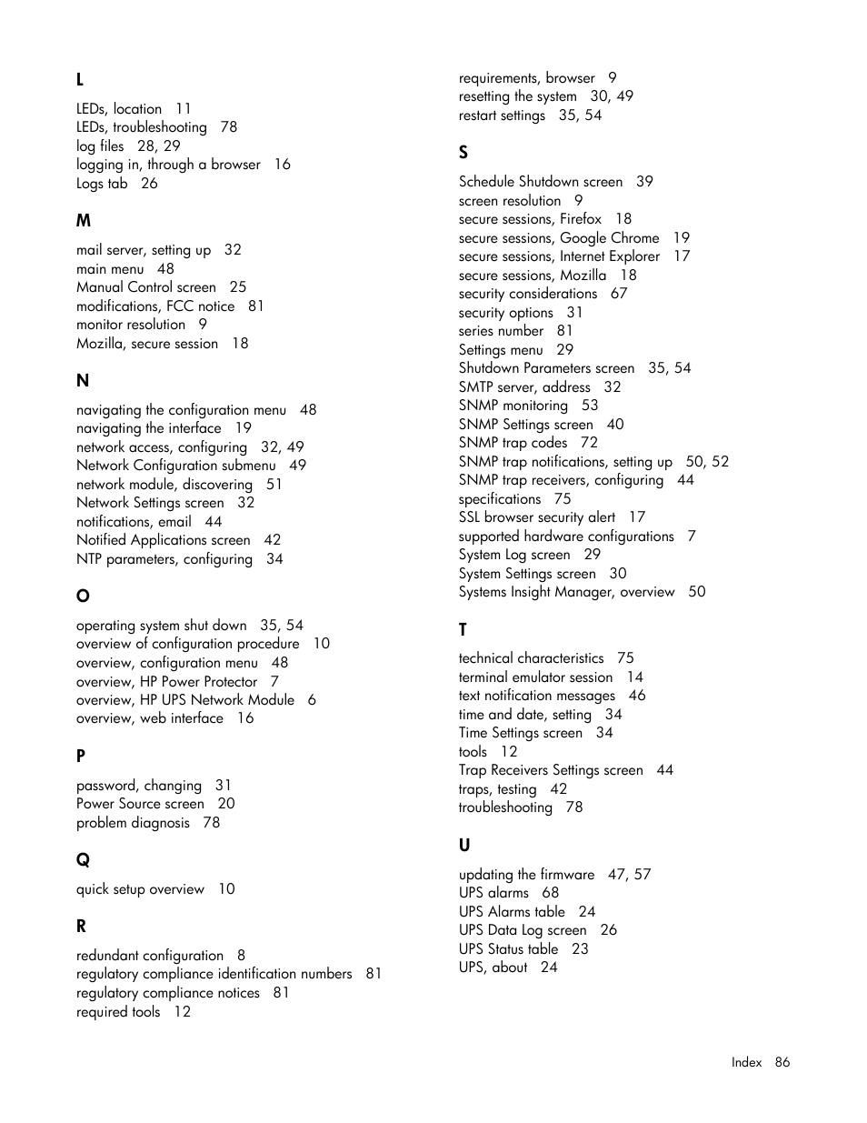 HP UPS Network Module User Manual | Page 86 / 87