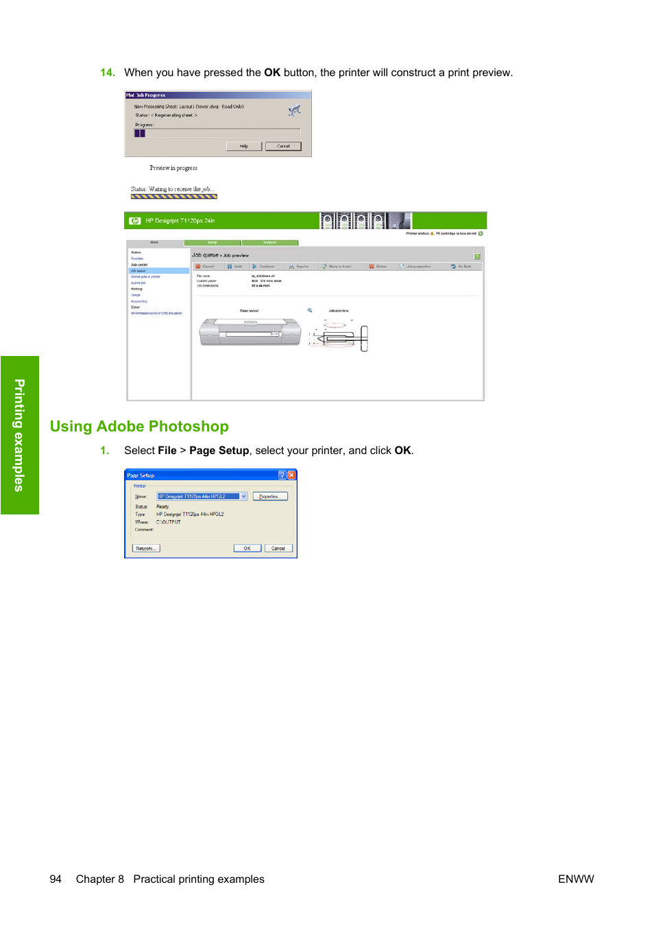 Using adobe photoshop | HP Designjet T1120 Printer series User Manual | Page 103 / 207