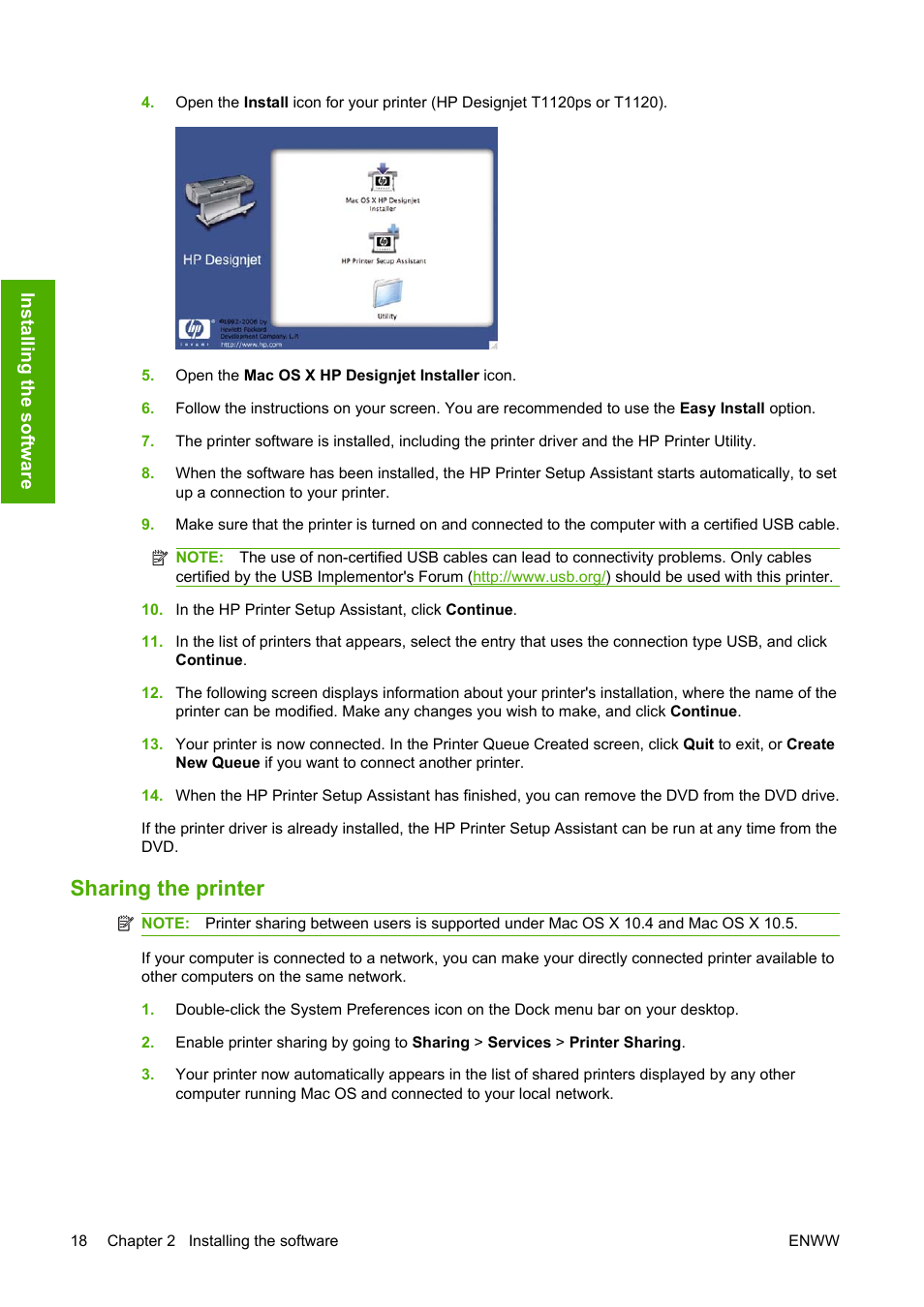 Sharing the printer | HP Designjet T1120 Printer series User Manual | Page 27 / 207