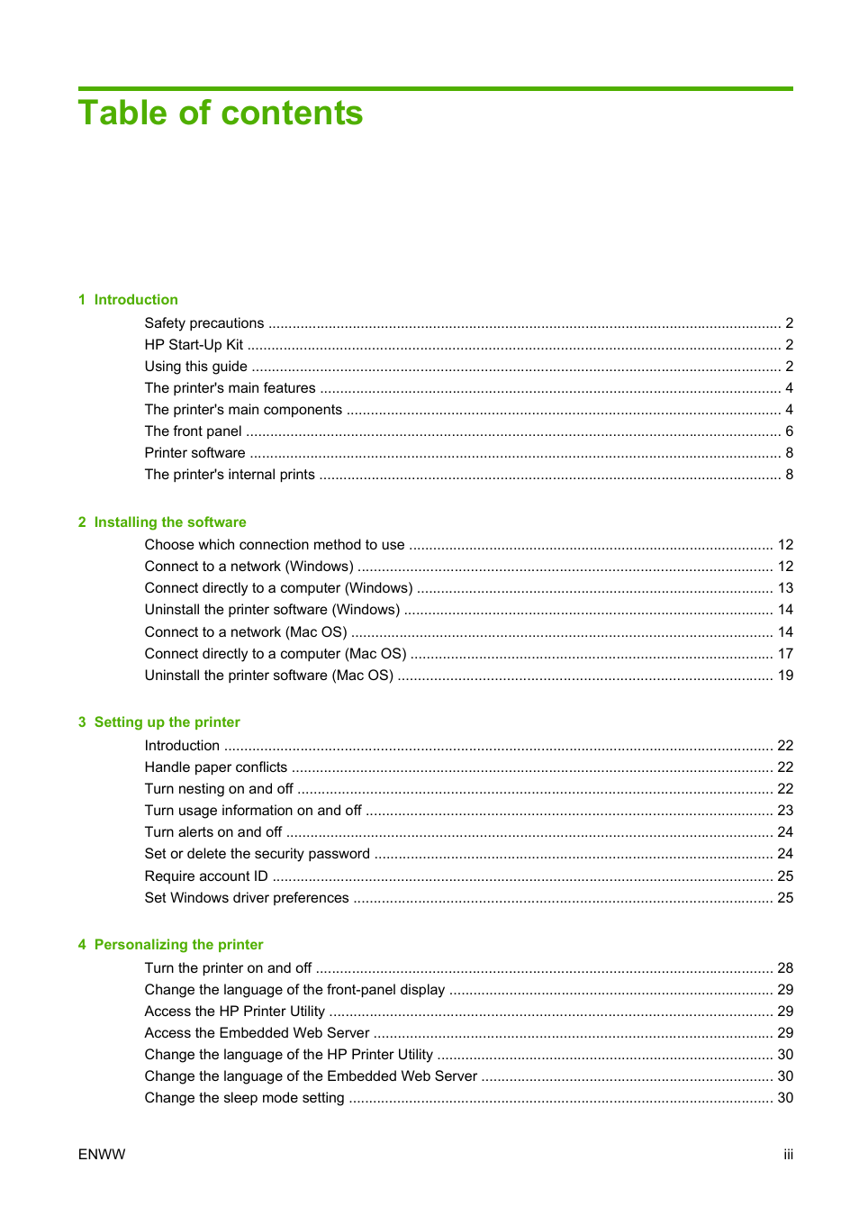 HP Designjet T1120 Printer series User Manual | Page 4 / 207