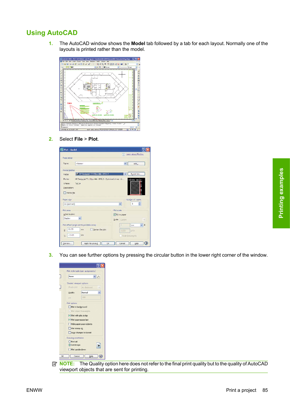 Using autocad | HP Designjet T1120 Printer series User Manual | Page 94 / 207