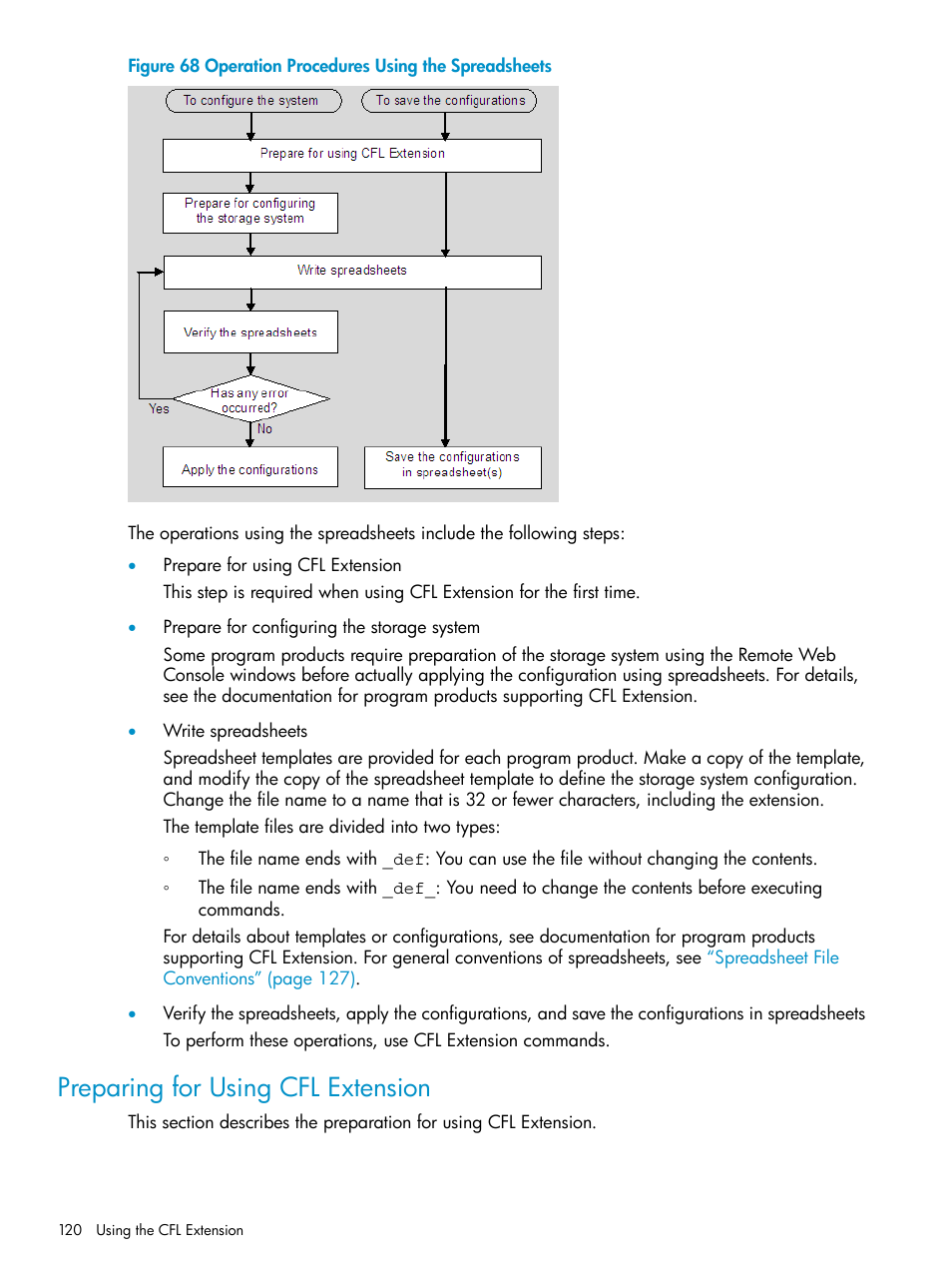 Preparing for using cfl extension | HP XP20000XP24000 Disk Array User Manual | Page 120 / 151