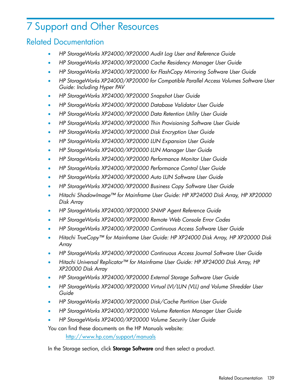 7 support and other resources, Related documentation | HP XP20000XP24000 Disk Array User Manual | Page 139 / 151