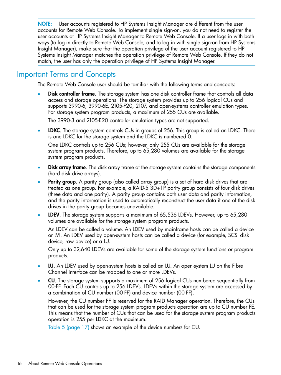 Important terms and concepts | HP XP20000XP24000 Disk Array User Manual | Page 16 / 151