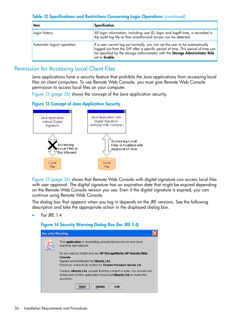Permission for accessing local client files | HP XP20000XP24000 Disk Array User Manual | Page 36 / 151