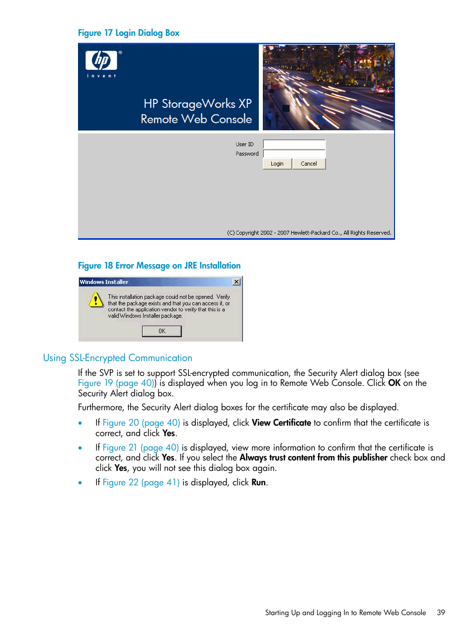 Using ssl-encrypted communication | HP XP20000XP24000 Disk Array User Manual | Page 39 / 151