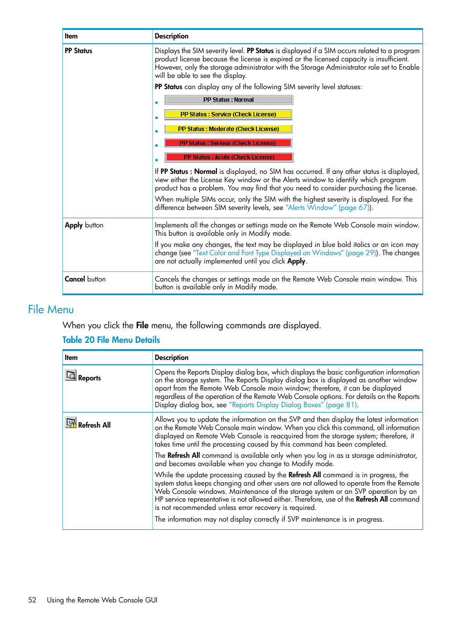 File menu | HP XP20000XP24000 Disk Array User Manual | Page 52 / 151