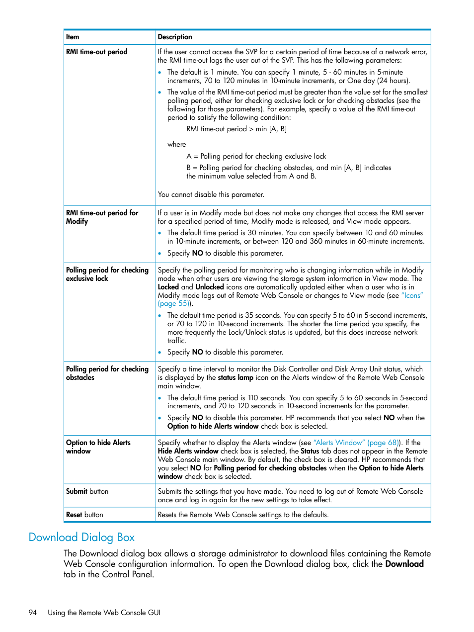 Download dialog box | HP XP20000XP24000 Disk Array User Manual | Page 94 / 151