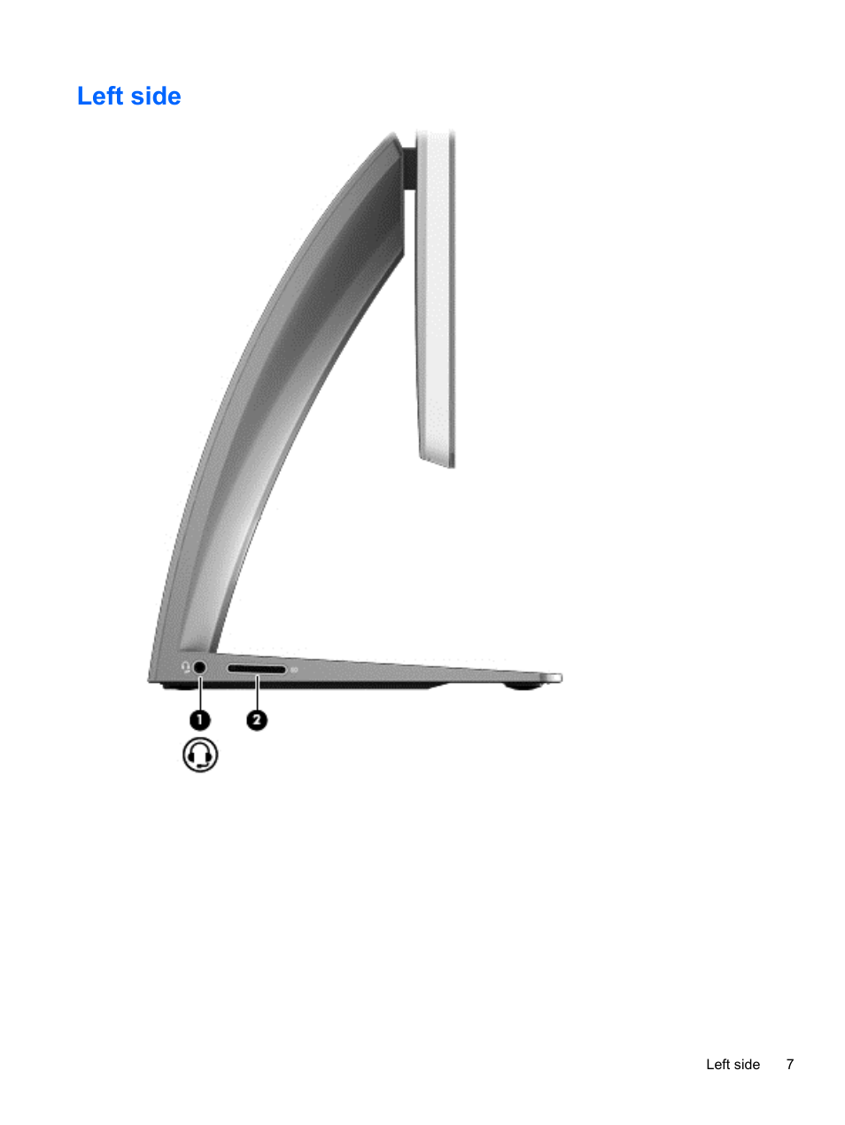 Left side | HP Spectre ONE 23-e010se All-in-One CTO Desktop PC User Manual | Page 13 / 60