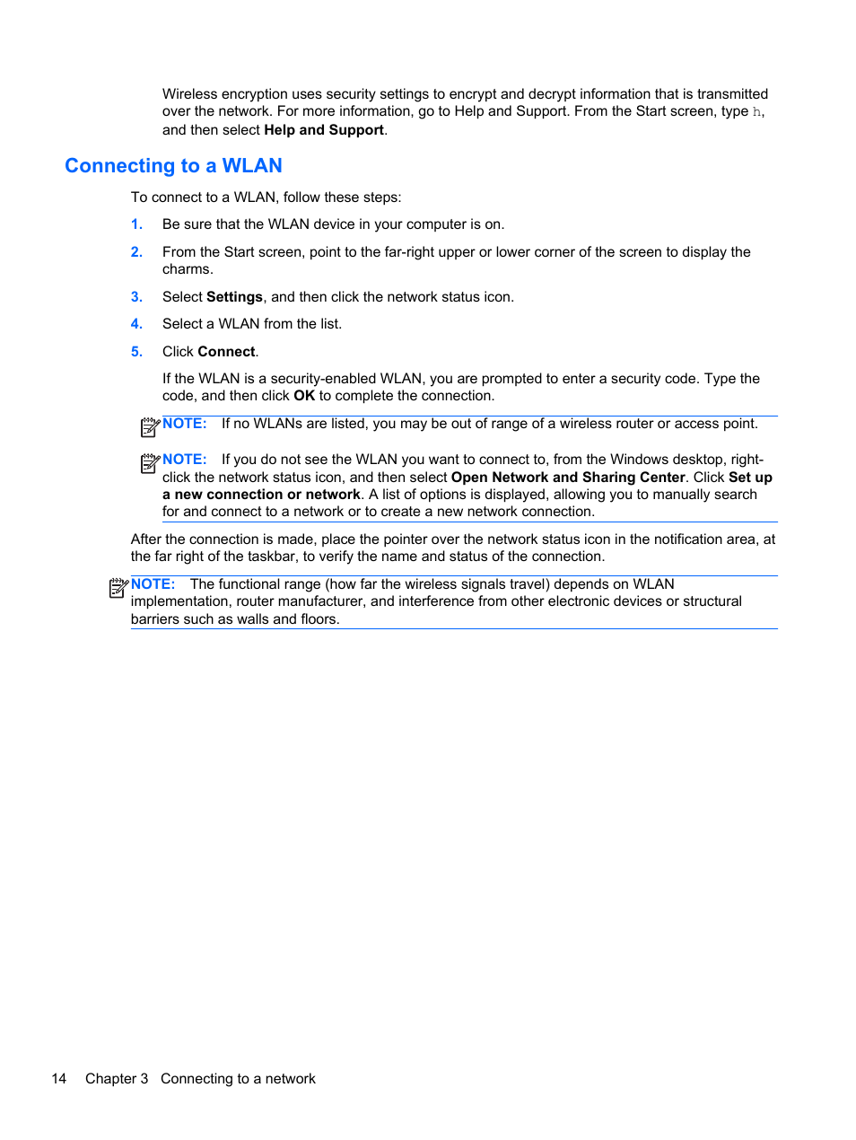Connecting to a wlan | HP Spectre ONE 23-e010se All-in-One CTO Desktop PC User Manual | Page 20 / 60