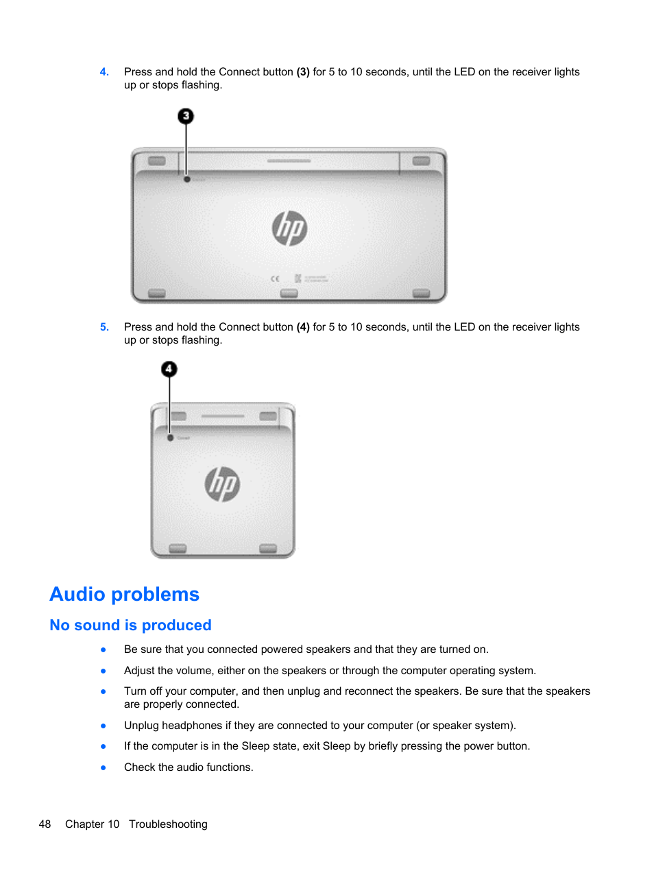 Audio problems, No sound is produced | HP Spectre ONE 23-e010se All-in-One CTO Desktop PC User Manual | Page 54 / 60