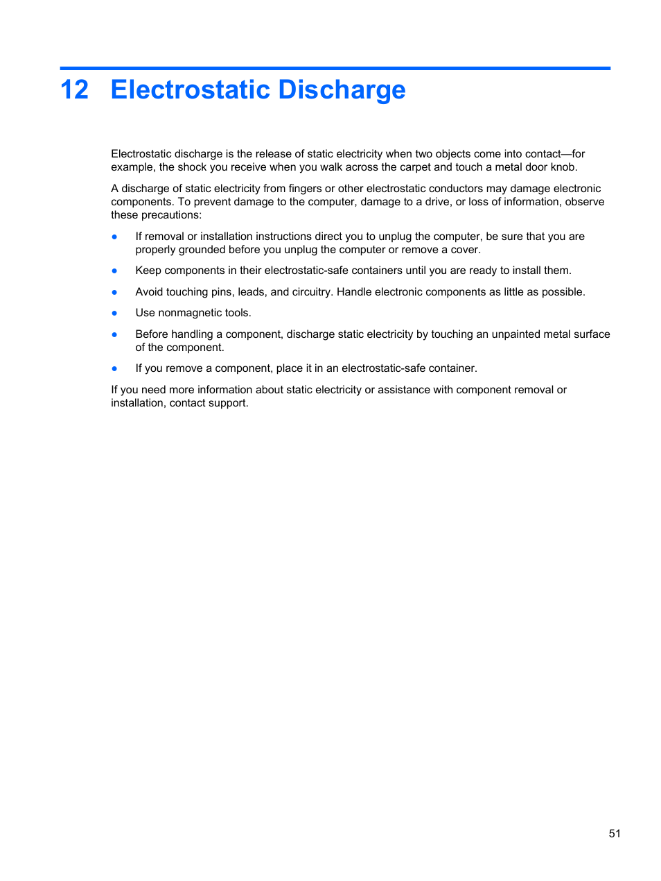 Electrostatic discharge, 12 electrostatic discharge | HP Spectre ONE 23-e010se All-in-One CTO Desktop PC User Manual | Page 57 / 60