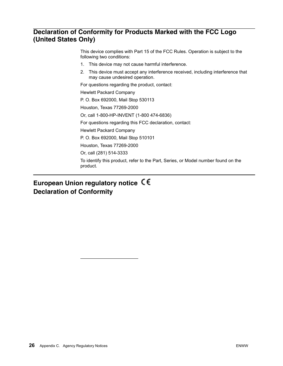 This device may not cause harmful interference, European union regulatory notice, Low voltage directive 2006/95/ec | Emc directive 2004/108/ec, Ecodesign directive 2009/125/ec, where applicable | HP w2271d 21.5-inch Diagonal LED Monitor User Manual | Page 32 / 36