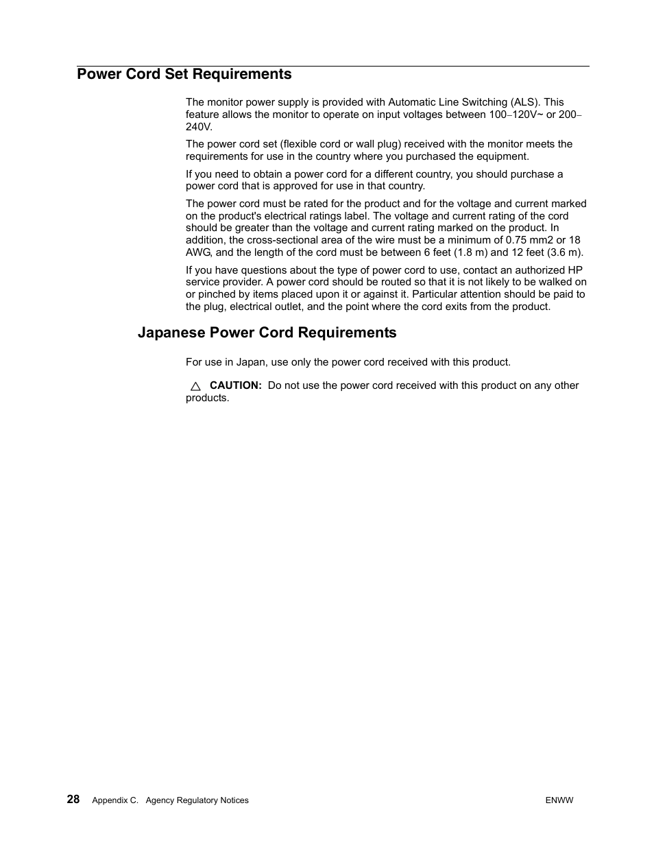 Power cord set requirements, Japanese power cord requirements, Product environmental notices | Energy star compliance | HP w2271d 21.5-inch Diagonal LED Monitor User Manual | Page 34 / 36