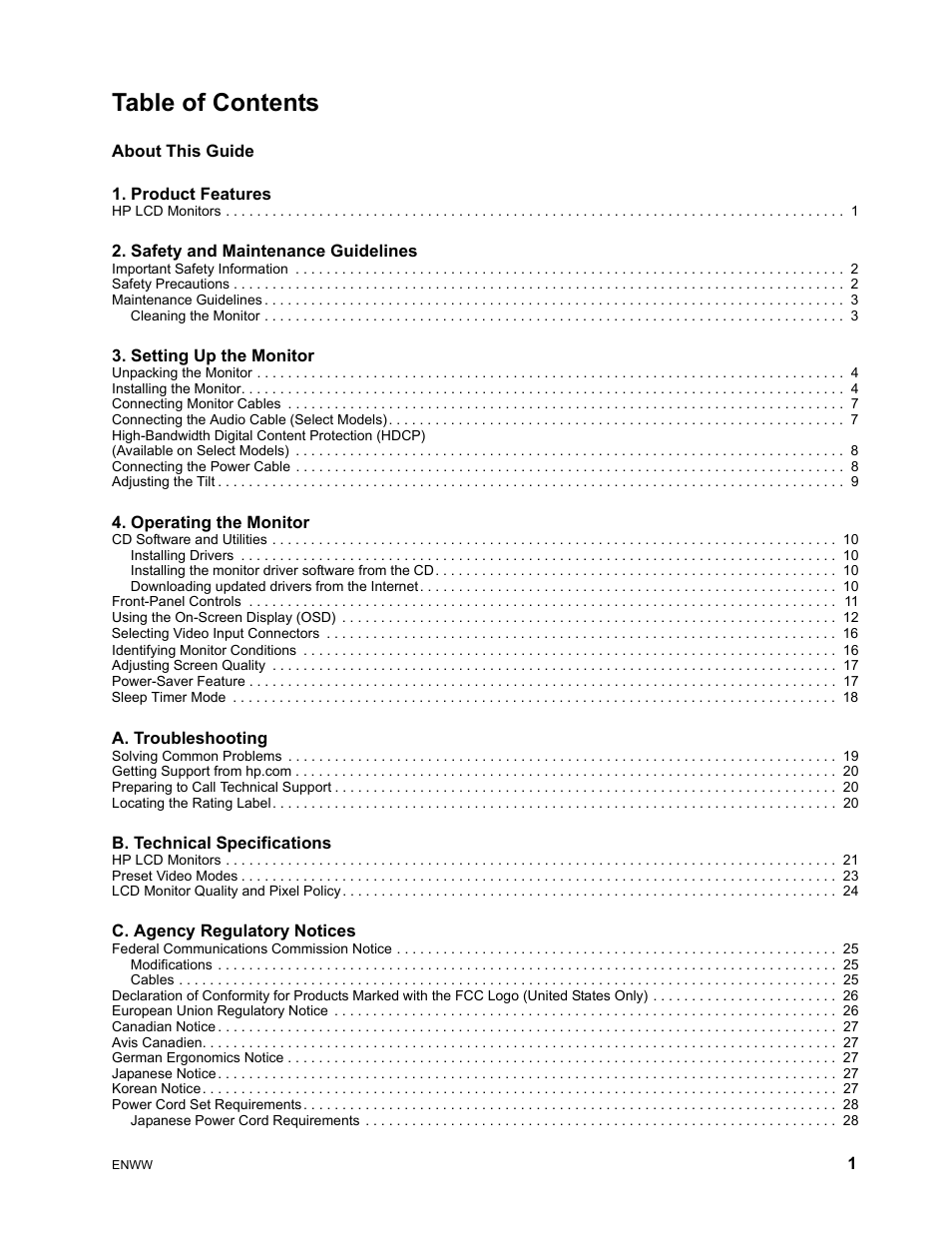 HP w2271d 21.5-inch Diagonal LED Monitor User Manual | Page 5 / 36