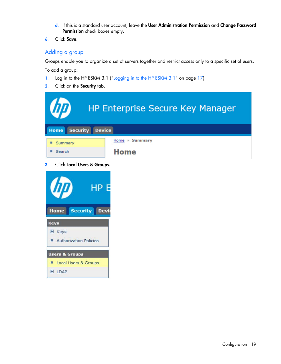 Adding a group | HP Secure Encryption User Manual | Page 19 / 76