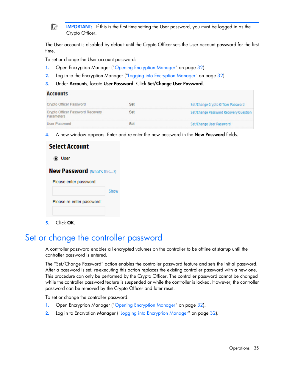 Set or change the controller password | HP Secure Encryption User Manual | Page 35 / 76