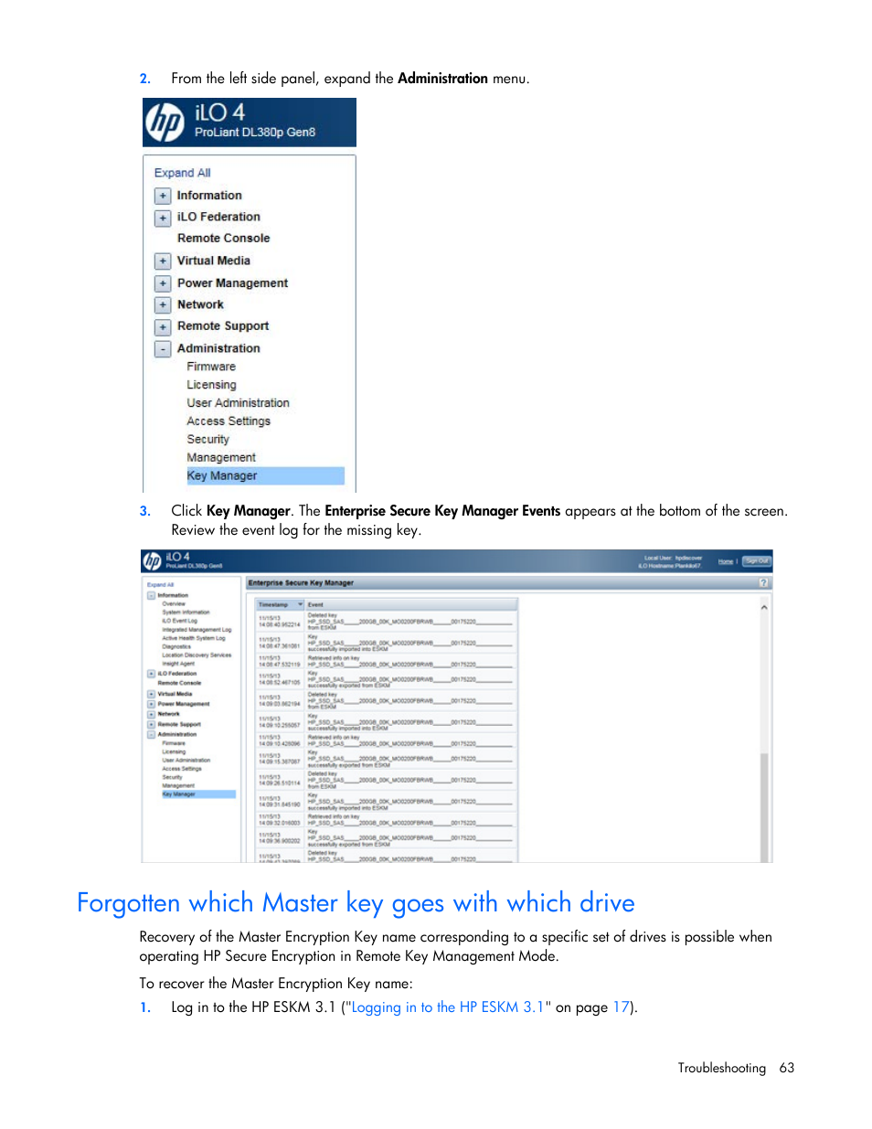 Forgotten which master key goes with which drive | HP Secure Encryption User Manual | Page 63 / 76