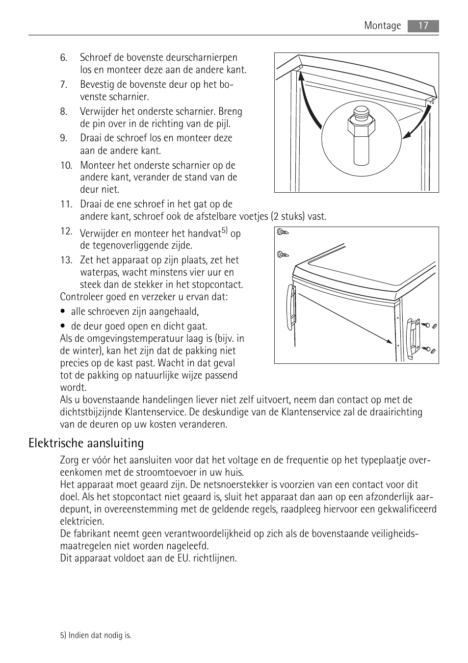 Elektrische aansluiting | AEG A71108TSW0 User Manual | Page 17 / 72