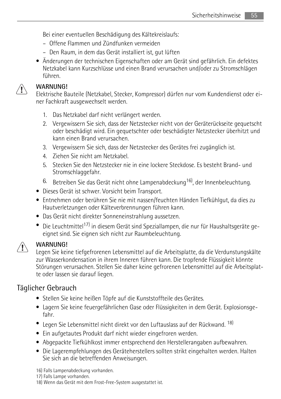 Täglicher gebrauch | AEG A71108TSW0 User Manual | Page 55 / 72