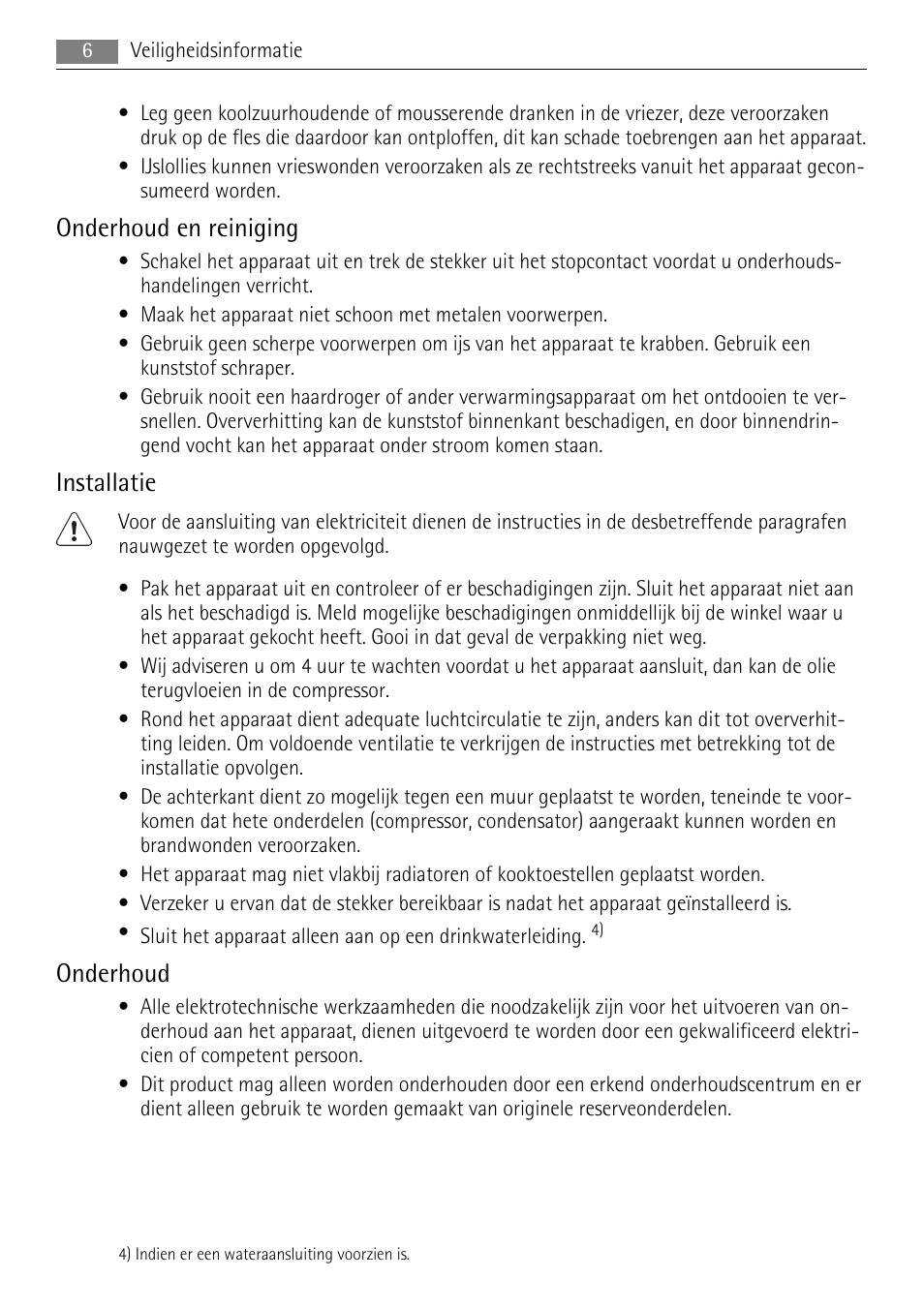 Onderhoud en reiniging, Installatie, Onderhoud | AEG A71108TSW0 User Manual | Page 6 / 72