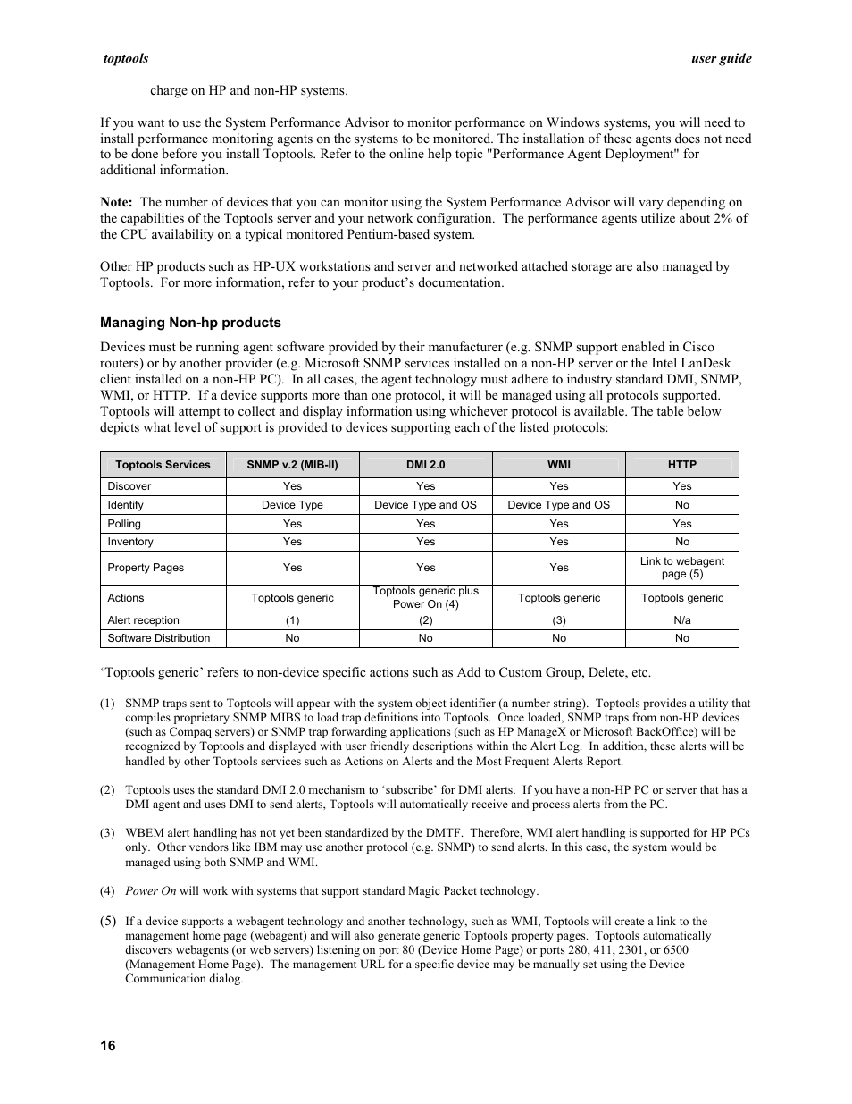 Managing non-hp products | HP TopTools User Manual | Page 16 / 96