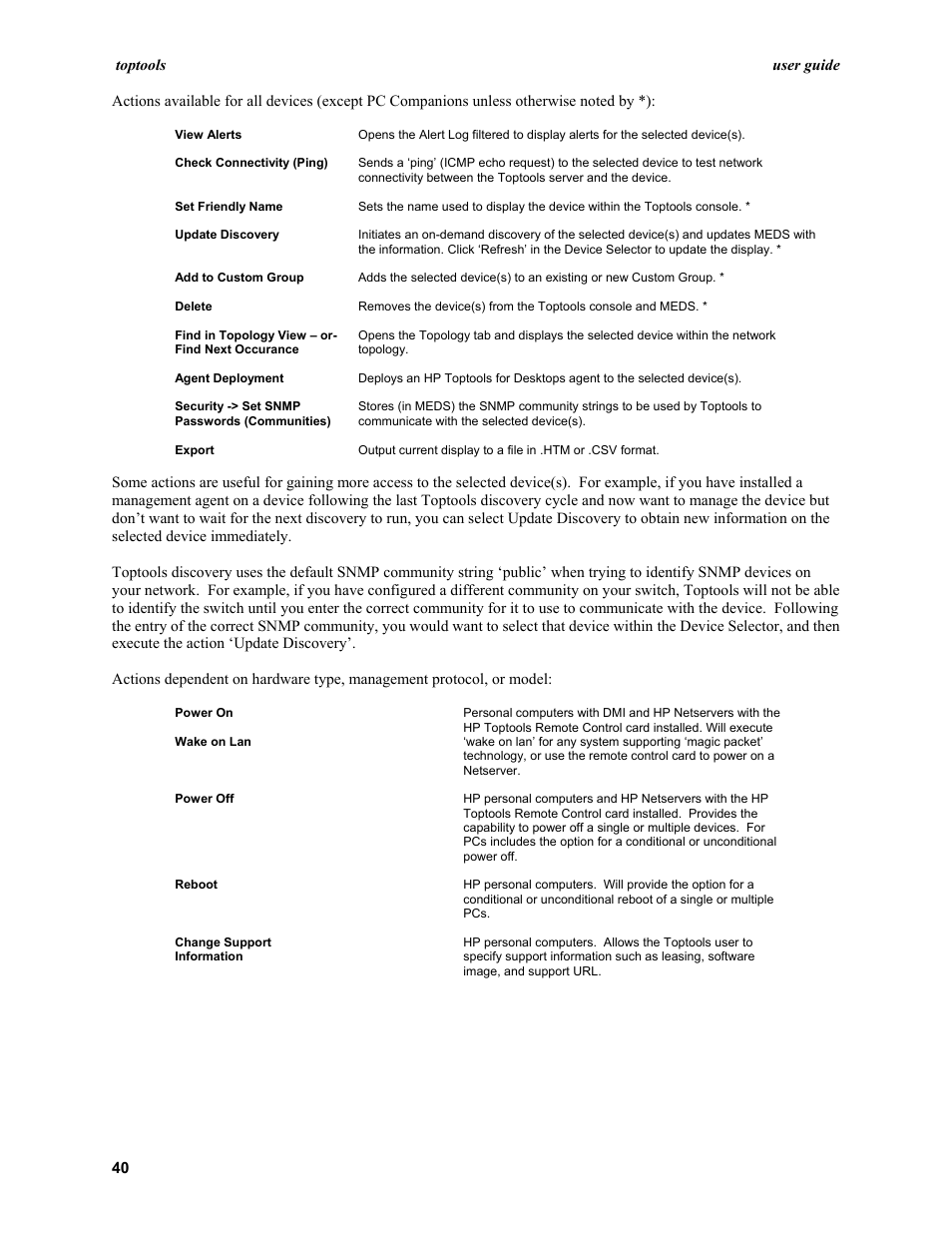 HP TopTools User Manual | Page 40 / 96