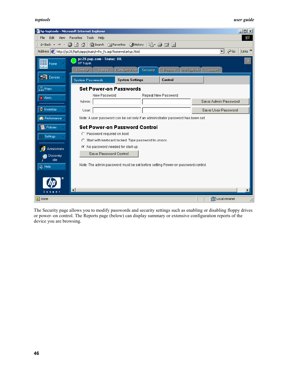 HP TopTools User Manual | Page 46 / 96