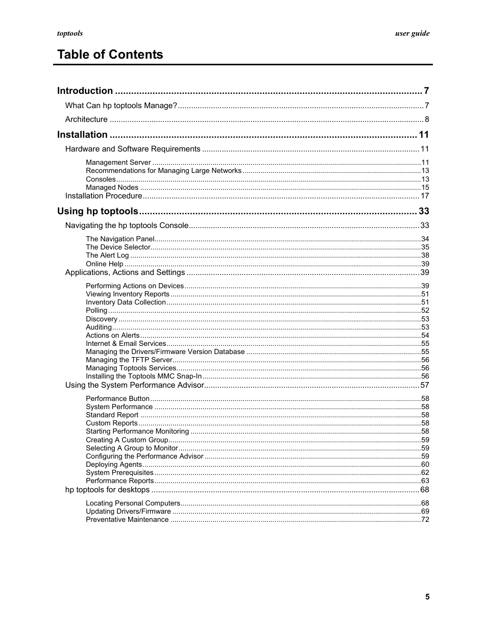 HP TopTools User Manual | Page 5 / 96