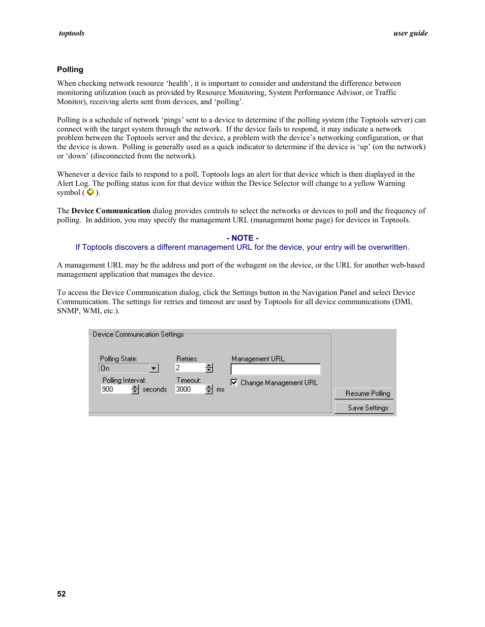 Polling | HP TopTools User Manual | Page 52 / 96