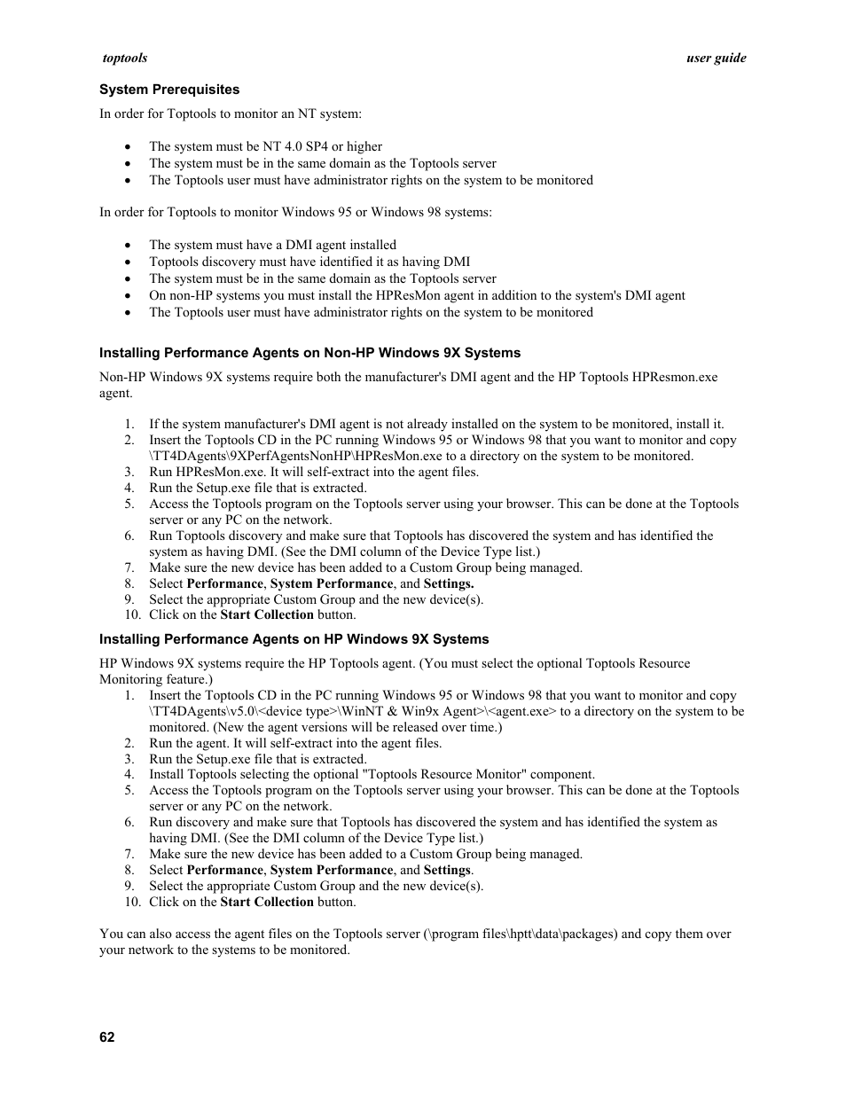 System prerequisites | HP TopTools User Manual | Page 62 / 96