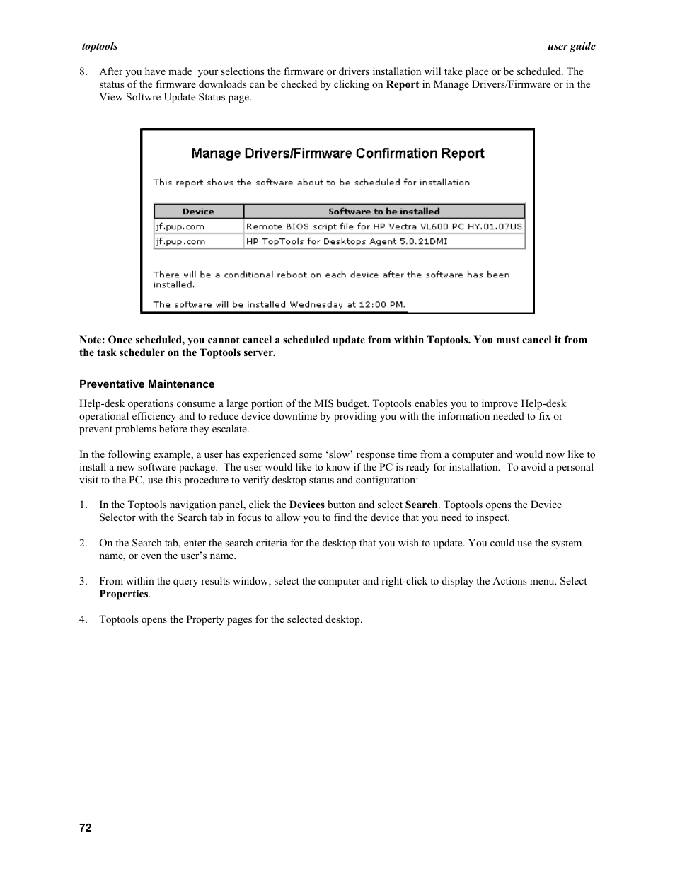 Preventative maintenance | HP TopTools User Manual | Page 72 / 96