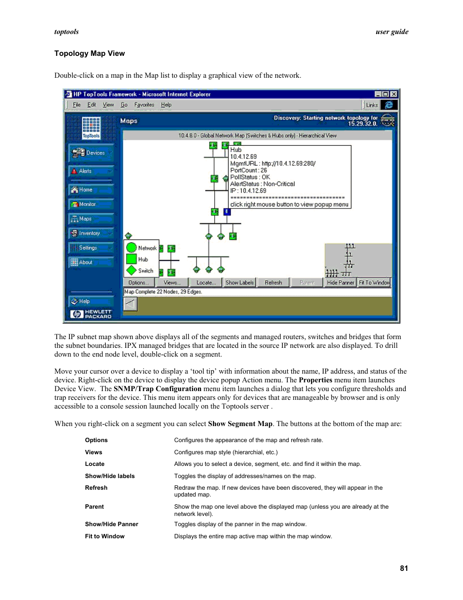 Topology map view | HP TopTools User Manual | Page 81 / 96