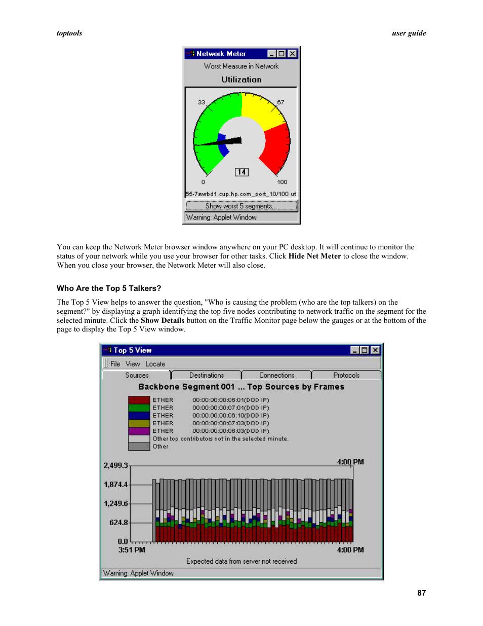 Who are the top 5 talkers | HP TopTools User Manual | Page 87 / 96