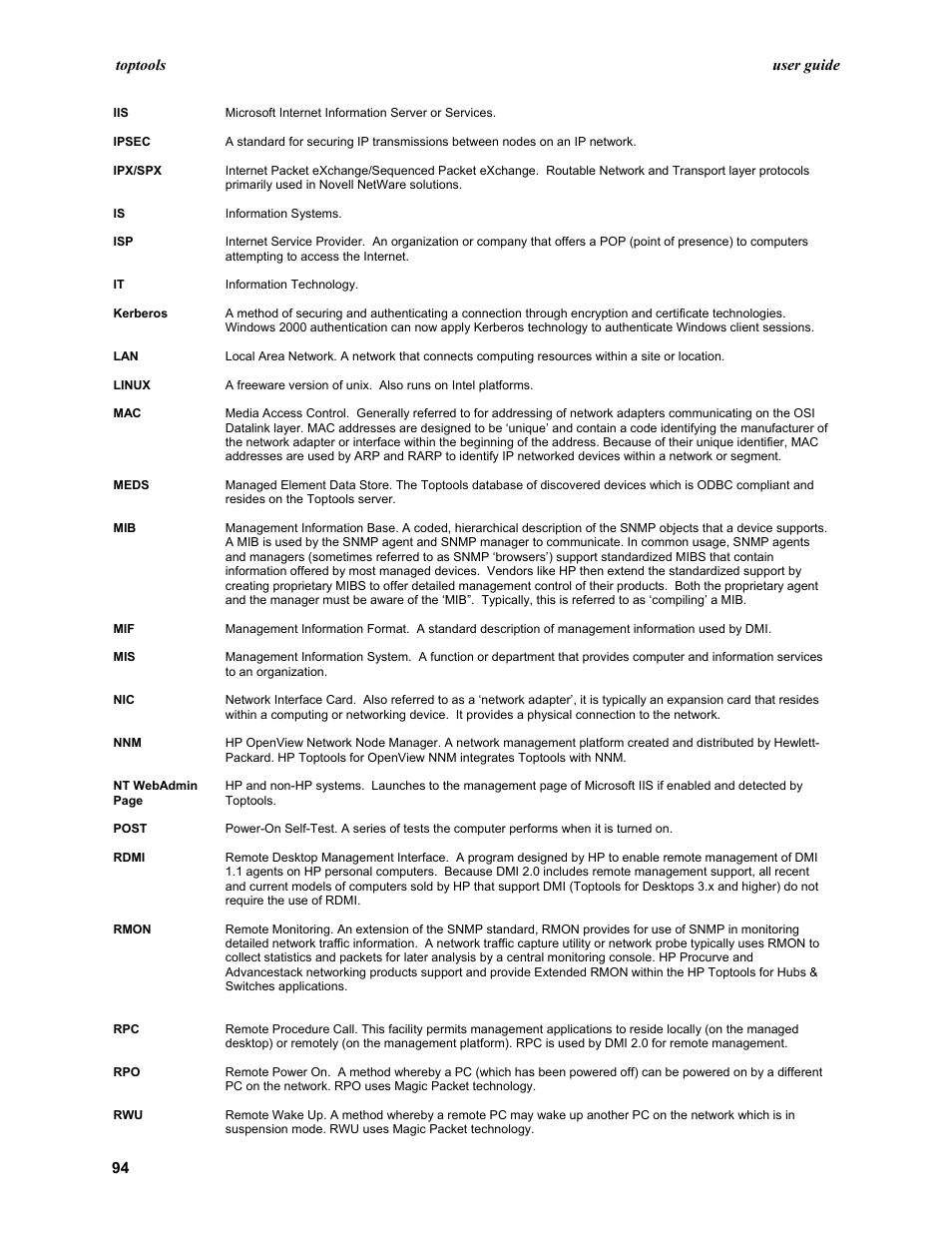 HP TopTools User Manual | Page 94 / 96