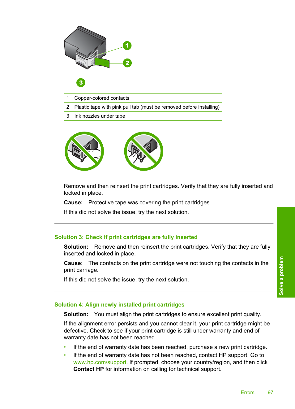 Solution 4: align newly installed print cartridges | HP Photosmart C4680 All-in-One Printer User Manual | Page 100 / 135