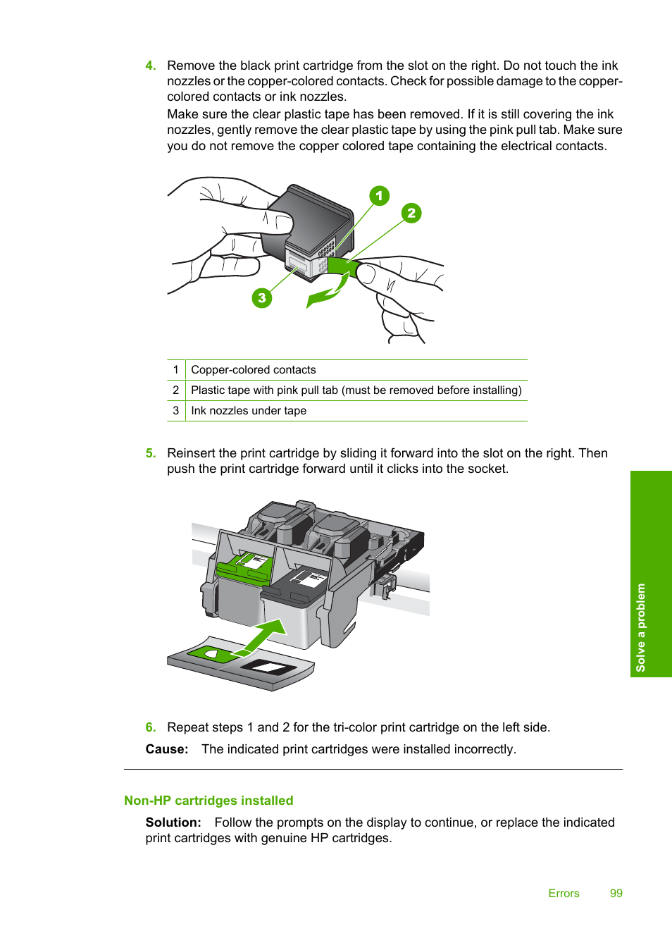 Non-hp cartridges installed | HP Photosmart C4680 All-in-One Printer User Manual | Page 102 / 135