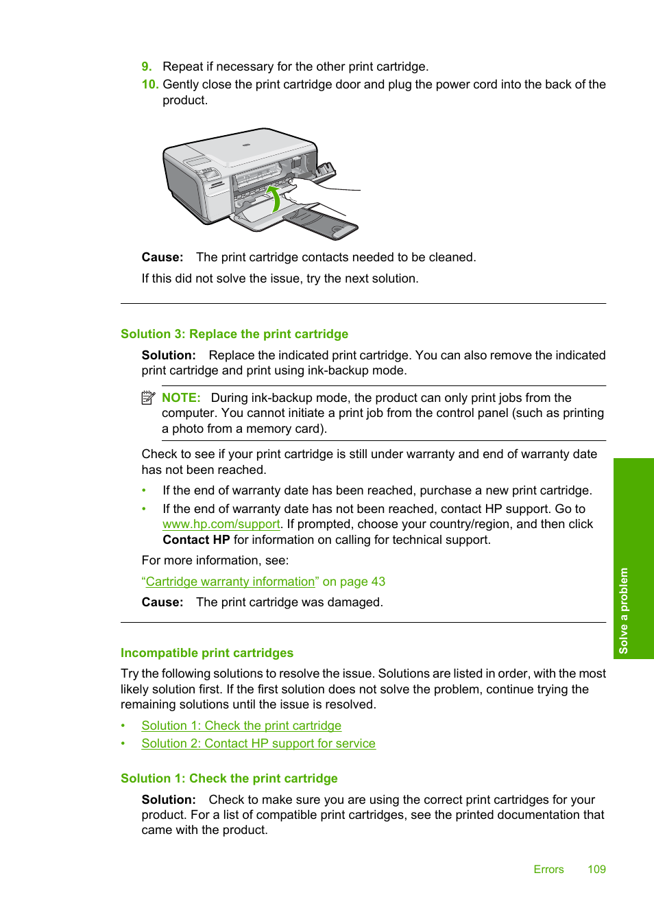 Incompatible print cartridges | HP Photosmart C4680 All-in-One Printer User Manual | Page 112 / 135