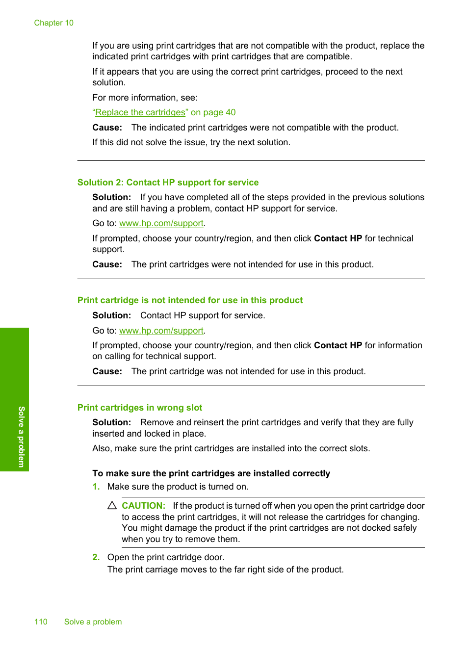 Print cartridges in wrong slot | HP Photosmart C4680 All-in-One Printer User Manual | Page 113 / 135