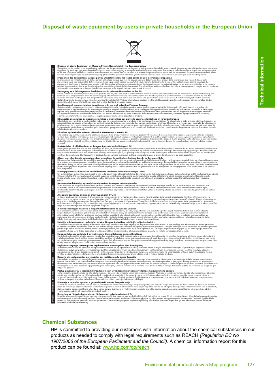 Chemical substances | HP Photosmart C4680 All-in-One Printer User Manual | Page 130 / 135