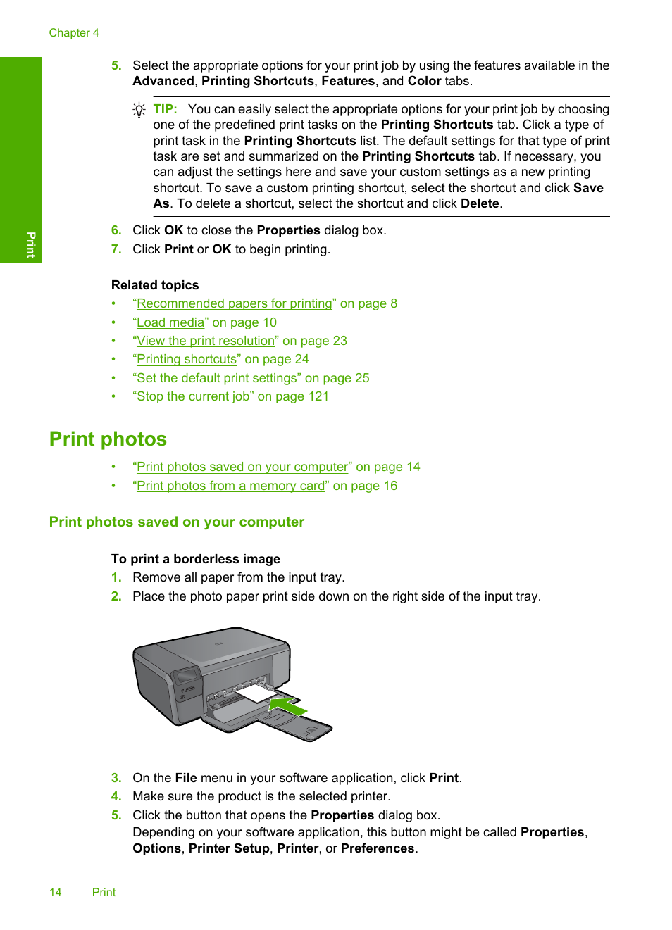 Print photos | HP Photosmart C4680 All-in-One Printer User Manual | Page 17 / 135