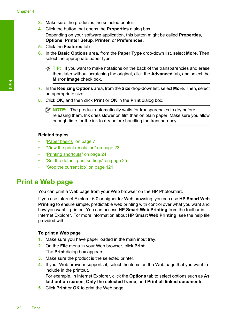 Print a web page | HP Photosmart C4680 All-in-One Printer User Manual | Page 25 / 135
