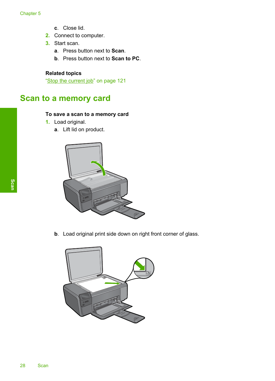 Scan to a memory card | HP Photosmart C4680 All-in-One Printer User Manual | Page 31 / 135